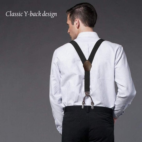 Bretelles Homme Style X 38mm Très Solides - 4 Clips Plastique Robuste, Réglables 110cm, Confort Quotidien Et Occasions