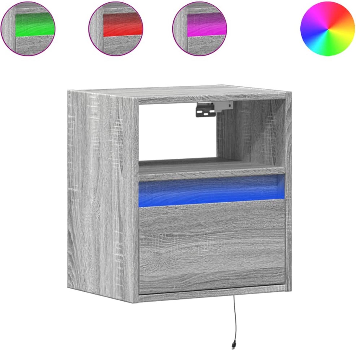 Tv-wandmeubel met LED-verlichting 180x31x45 cm gerookt eiken