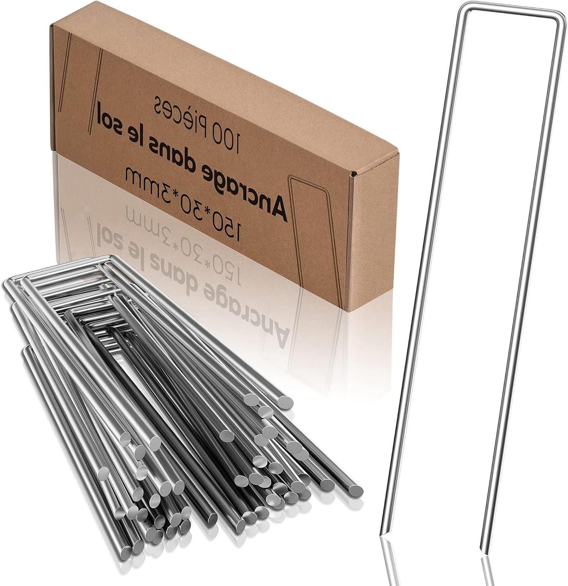 Grondankers 100 stuks verzinkt - anti-roest haringen - 150 mm lang 36 mm breed Ø 3 mm - camping tuin outdoor (100)