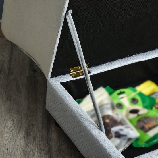 PawHut Hondenbank – 68x41x32 Cm – Kunstleer + Pluche – Houten Frame – Voor Kleine Honden En Katten – Max. 30 Kg