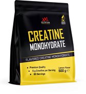 XXL Nutrition - Creatine Monohydraat - Supplement voor Spieropbouw & Prestaties, Vegan Creatine Monohydrate 100% - Poeder - Diverse Smaken - Lemon - 500 Gram (100 doseringen)
