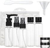 HGMD Reisflesjes Met Etui - 11 Delig - Reisaccessoires - Reisflacons - Cosmetica Potjes - Reis Flesjes - Reisverpakking - Toilettas