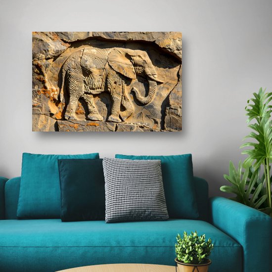 Peintures sur verre éléphants - Peinture animalière sur verre - Peinture murale - Peintures sur verre industriel - Peintures plexiglas - Art mural verre acrylique 75x50 cm
