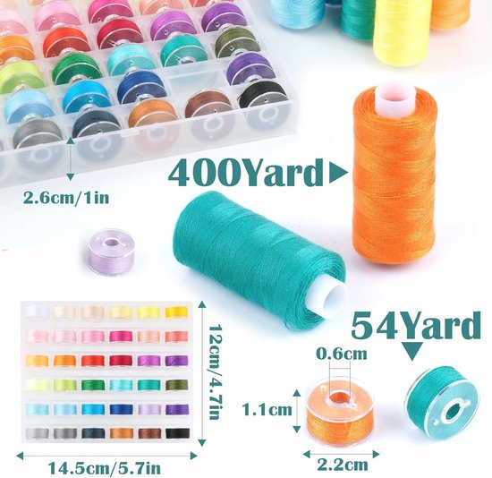 2x Polyester Naaigaren set Wit en Zwart – 450 m | Draad voor de Naaimachine of de Hand