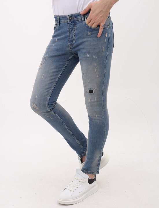 Jeans stretch Sim Fit pour homme avec déchirures - MM- S-104 - Blauw