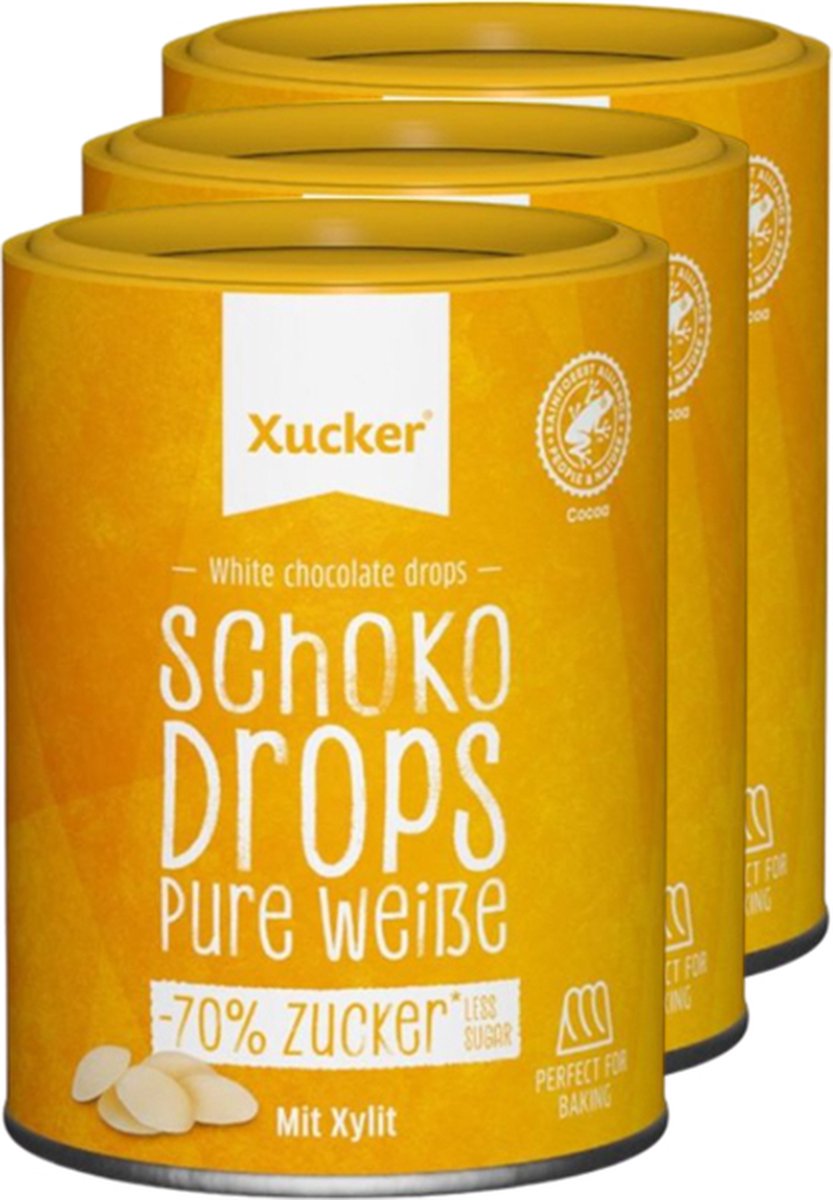 Goedkoopste Xucker | Xylitol White Chocolate Drops | 3 stuks | 3 x 200 gram