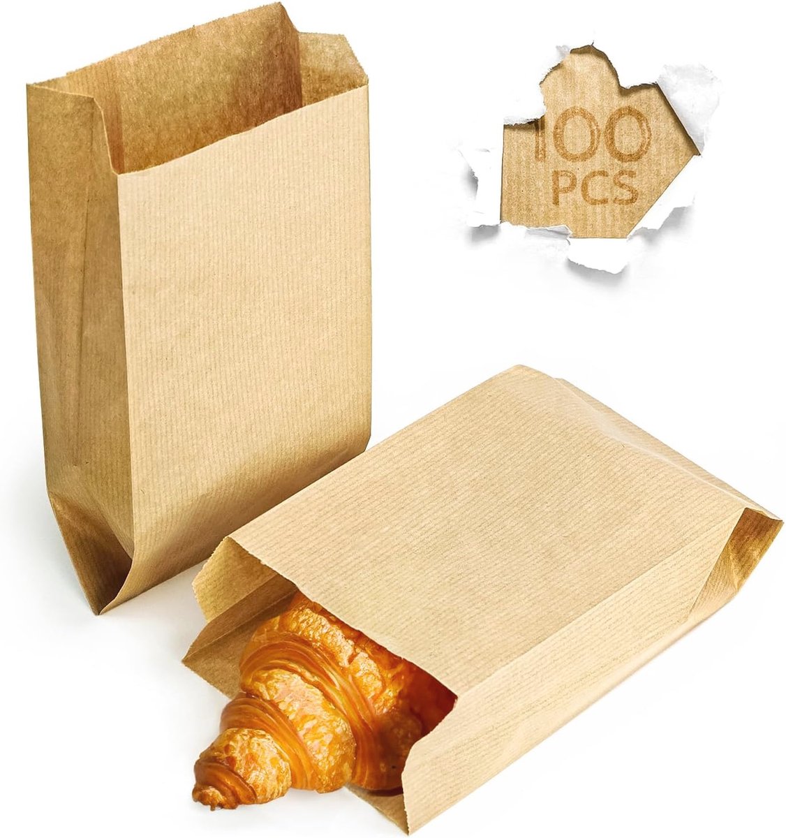Kraftpapieren zakken 100 stuks | Duurzame bruine cadeauzakjes | Multifunctionele papieren verpakkingen 12 x 20 x 6 cm