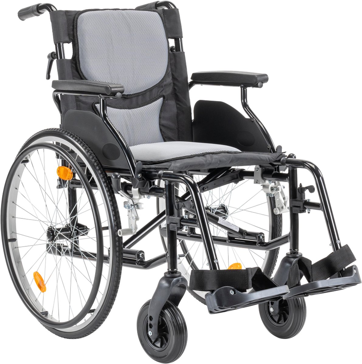 Sky Ergo lichtgewicht rolstoel met in hoogte verstelbare handvatten en comfort bekleding - Lekvrije PU banden - Opvouwbaar / inklapbaar - Zitbreedte 46 cm