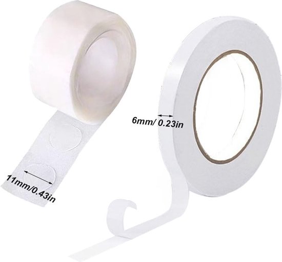 FEPITO 4 rollen dubbelzijdige tape sterke zelfklevende naaitape voor ambachtelijke klasse kantoor, 25 meter per rol (breedte: 6 mm/9 mm/12 mm/15 mm