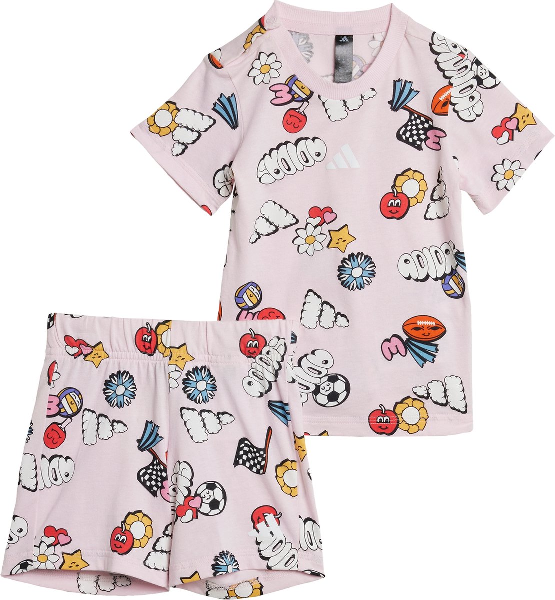 adidas Sportswear Seasonal Essentials Fun Allover Print Setje Kids Kinderen Roze