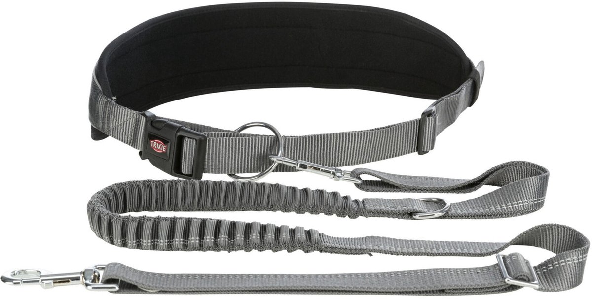 Trixie buikriem met Lijnen handvat Grijs 75-120 cm