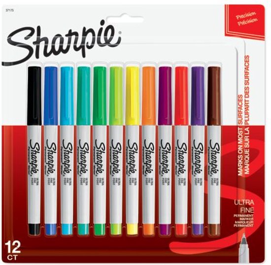 Sharpie-permanentmarkers | Fijne punt | Blauw | 12 stuks