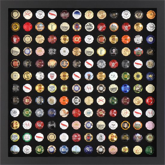 ACAZA Cadre Collection Capsules de Champagne - Rangement des Capsules de Champagne - 50 x 50 x 3,30 cm - Zwart