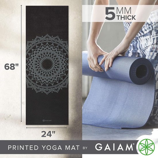 Premium 5 mm dikke antislip oefen- en fitnessmat voor alle soorten yoga pilates en vloertrainingen - 68 inch x 24 inch - Yoga Mat Yoga mat van BalanceFrom — afbeelding 3
