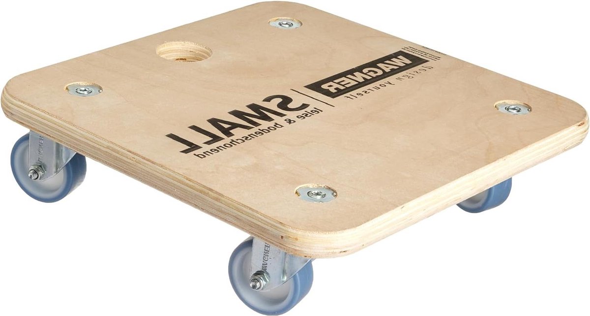 Transport dolly 29 x 29 cm voor onhandelbare voorwerpen - draagvermogen 250 kg - grijpgat - FSC®-gecertificeerd