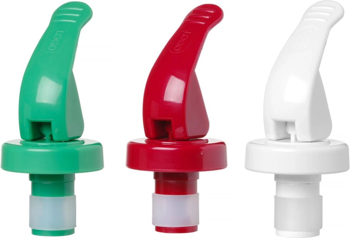 BarUp Flessenstop Afsluitbaar voor 0,5 - 1,5 Liter Flessen ( Set van 3 kleuren )