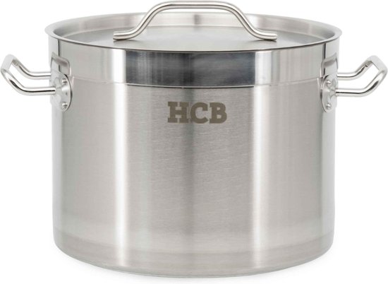 Foto: Hcb professionele kookpan inductie gas electrisch 9 liter grote rvs inox pan soeppan horeca pannen kookpot 5091