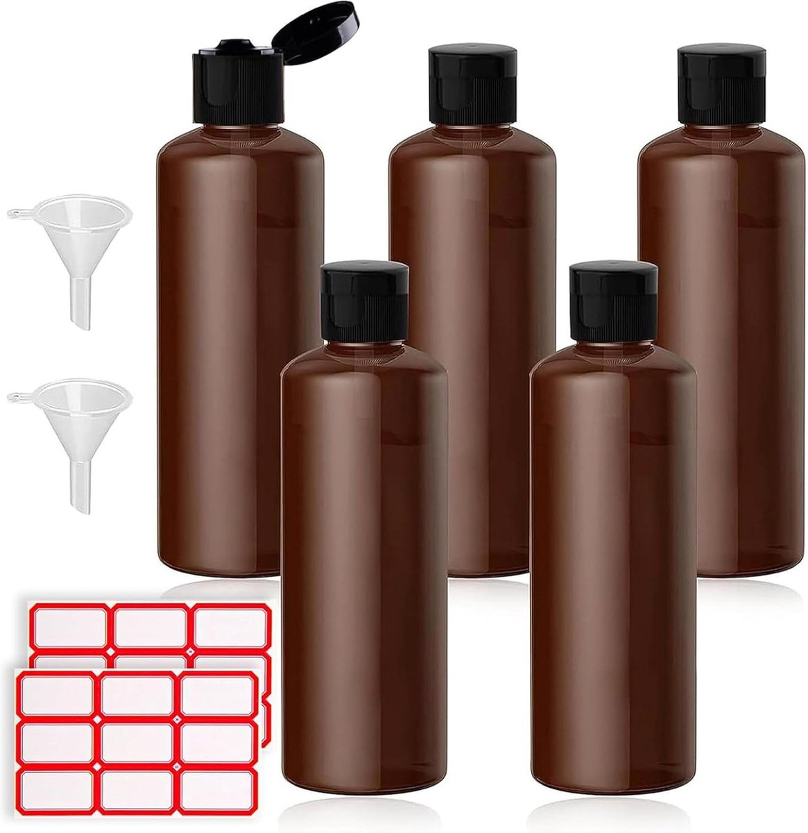 100 ml Reisflessenset (5 stuks) met Flipdop Lege Dispenser Plastic Flessenset Cosmeticaflessen Douchegelhouder voor Vliegreizen Zakenreizen Shampoo Lotion (Bruin) reisflesjes 100ml