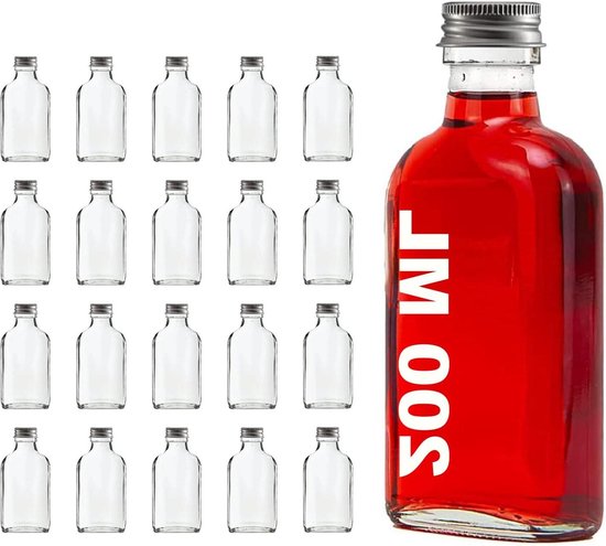 Fles met wijde hals 250 ml helder glas met schroefdeksel | Flessen met wijde hals met sluiting | Flessen met wijde hals | Glazen producten | Glazen -en-Potten.nl