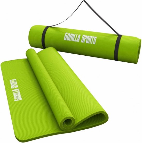Gorilla Sports Yogamat Deluxe (190 x 100 x 1,5 cm) - Yoga Mat - limegroen