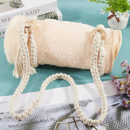 Yogamat draagriem - gebleekte amandel - instelbaar - reiskwast - katoen - gevlochten - yogadraagriem - sling - comfortabel - verstelbaar — afbeelding 4
