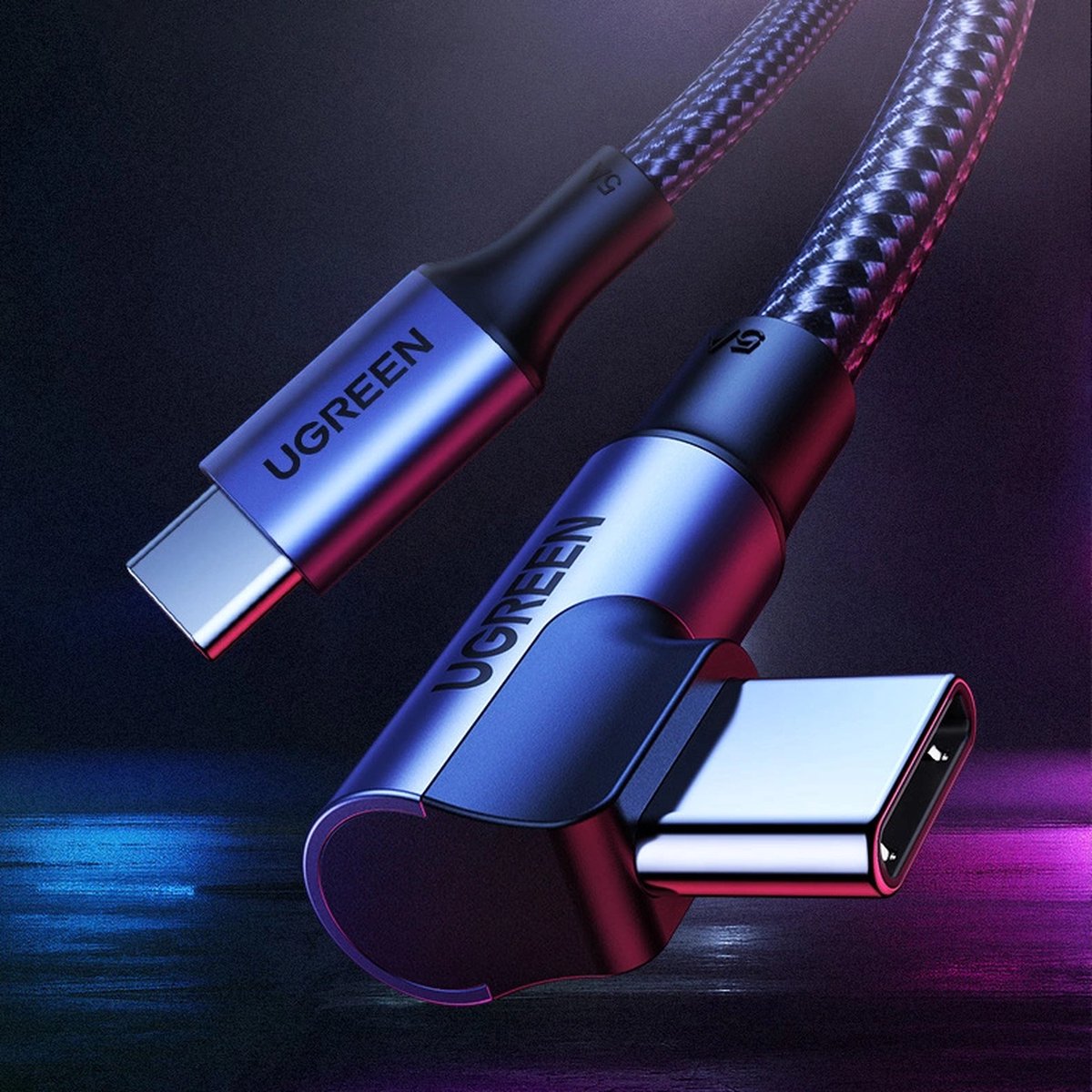 100W USB C naar USB C Kabel Haaks 90° Nylon Gevlochten Snellader PD 3.0 PPS iPhone 15 Pro Max MacBook Pro Galaxy S24 - Afbeelding 4