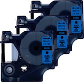 DULA Dymo D1 45016 - S0720450 - Compatible label tape - 3 lettertapes - Zwart op blauw - 12mm x 7m
