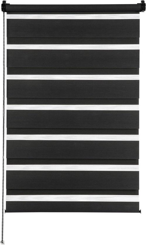 Zonder boren dubbel rolgordijn klemmen-lijmen transparant zwart 45 x 150 cm