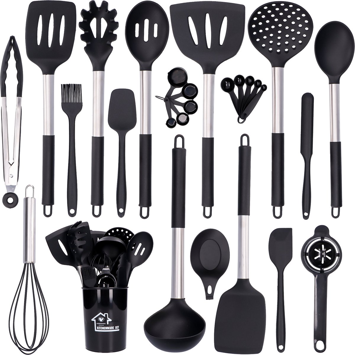 Strex Keukengerei Set met Houder 43 delig - Hittebestendig / BPA