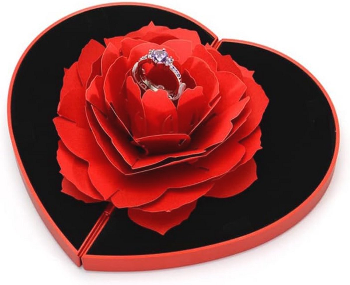 Creatieve 3D Rozen Ringdoos voor Verlovingsringen - Romantische Sieradendoos voor Aanzoek en Speciale Gelegenheden