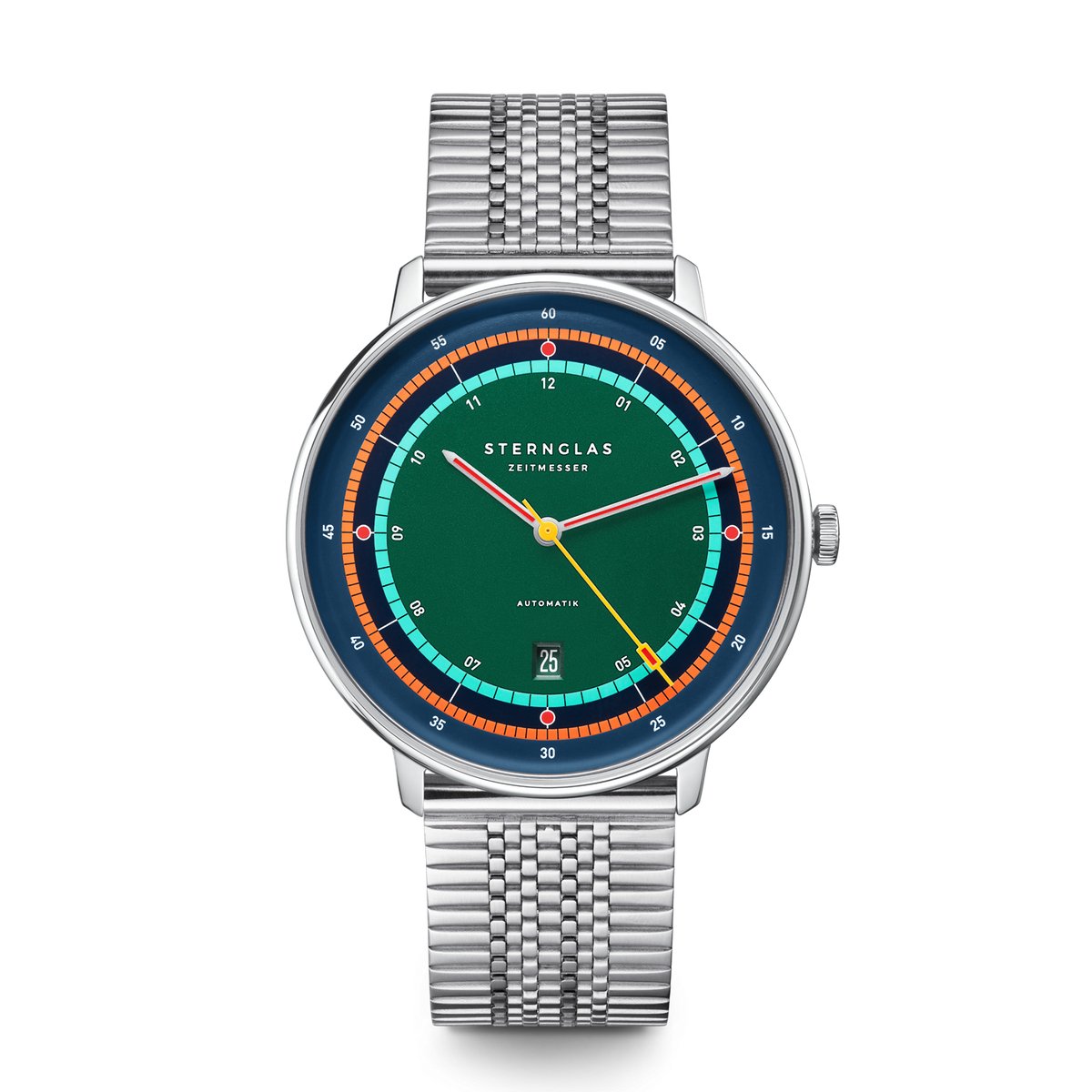 Sternglas S02-HHA08-ME08 HAMBURG AUTOMATIK Edition Argo Heren Horloge - Saffierglas - Staal - Zilverkleurig - Ø 42 mm - Automatisch - Druksluiting