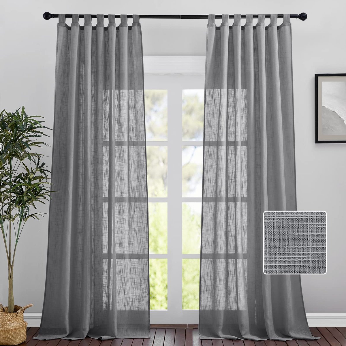 Ibenzoa® Elegante Semi-Transparante Linnenlook Gordijnen voor Stijlvol Lichtfilteren in Woonruimtes