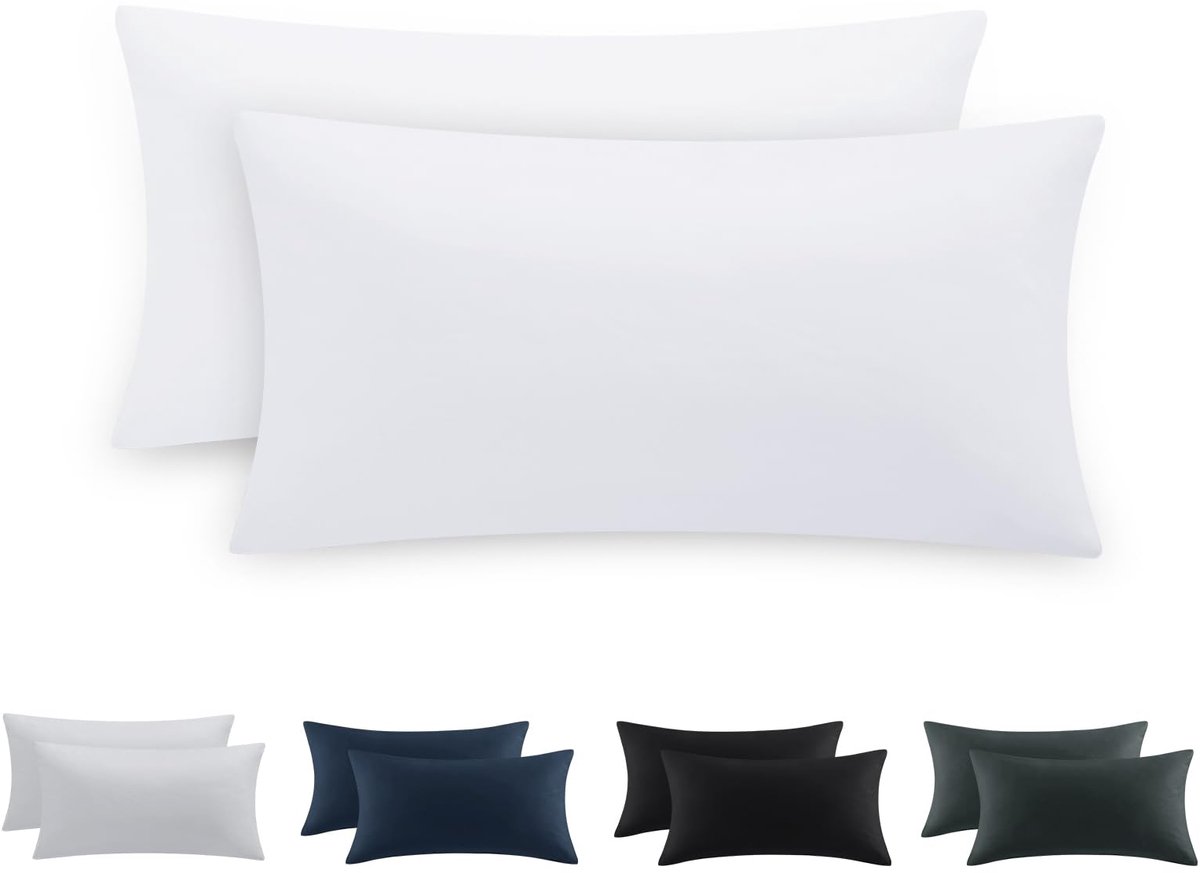 Ibenzoa® Tijdloze Elegantie Zachte Hoofdkussenslopen Set van 2, Wit 40 x 80 cm met Ritssluiting