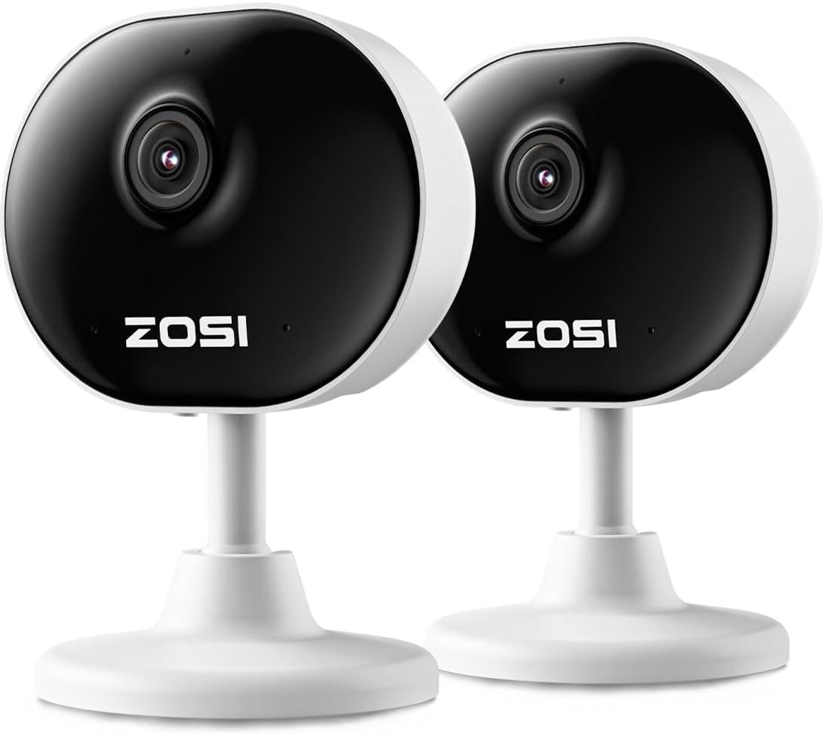 Draadloze WiFi Indoor Bewakingscamera 2 Stuks met Persoonsdetectie, Tweerichtings Audio & Nachtzicht
