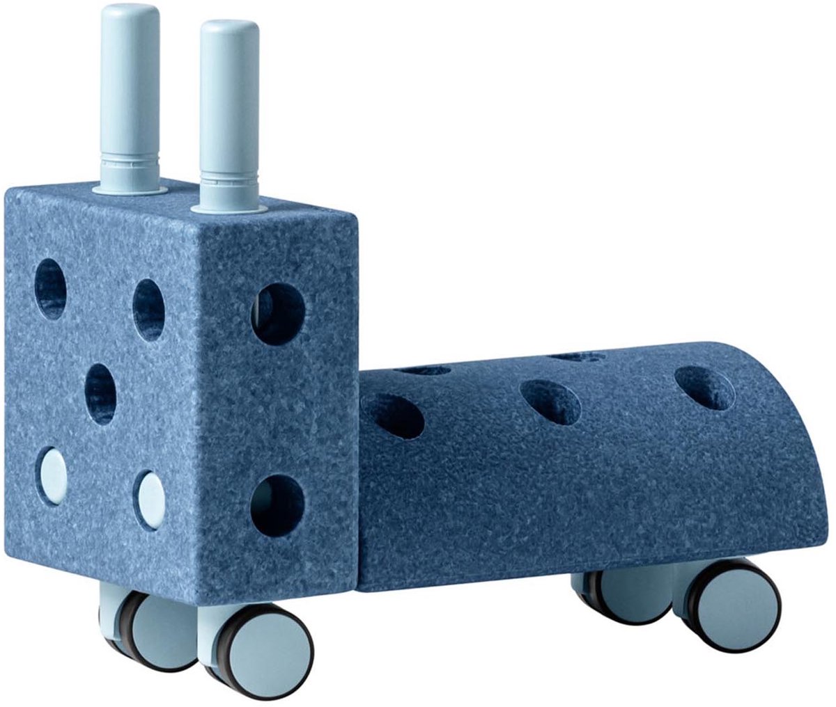 Modu Activity toy Tiny Ride - Loopwagen baby - Looptrainer - Loopstoeltje - Blokken - Open Ended play - Deep Blue / Sky Blue – foto 6