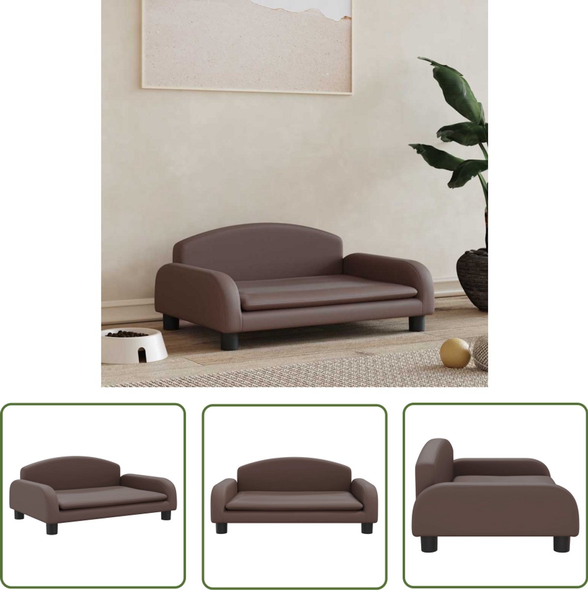 vidaXL Hond Bed – Hond Mand – Hondenmand 70x45x30 cm kunstleer bruin – Hondenkamer Accessoires – Klein Hond – Bruine Hond Bench