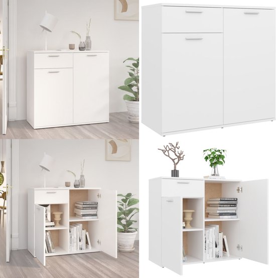 Buffet vidaXL 80 x 36 x 75 cm Bois traité Blanc brillant