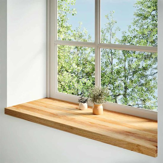 vidaXL Vensterbanken 2 st 90x25x2 cm massief eikenhout lichtbruin, raamplaat, houten traptrede, interne vensterbank, eiken vensterbank