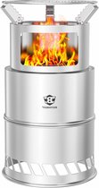 Bol.com Rookvrije vuurschaal met grillrooster - Campingvuurschaal van roestvrij staal - Draagbare open haard voor BBQ picknick e... aanbieding