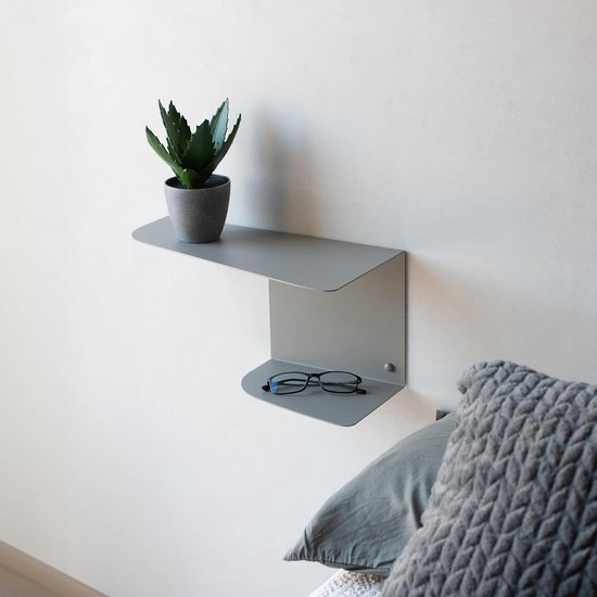MILUKA Geomi Set met 2 nachtkastjes, zwart, 40 x 20 cm, van metaal, 2 niveaus, nachtkastje of entree