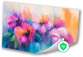 Abstracte kleurrijke bloemenpracht - Bloemen muurdecoratie - Poster natuur - Expressionisme - Moderne posters - Woonkamer accessoires - poster 100x70 cm