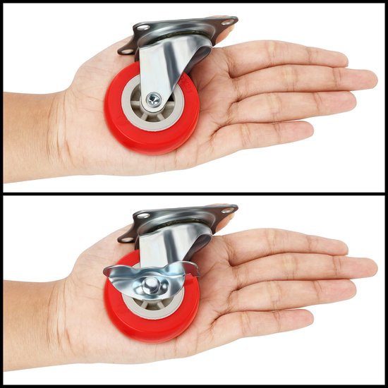 Kurtzy 4 Pak Zware Kwaliteit Zwarte Swivel Zwenkwielen - 100 mm Rubberen Zwenkwielen, Schroeven, Remmen & Metalen Platen - Maximale Capaciteit 320 kg - Voor Trolleys, Bewegende Meubels & Werkbanken