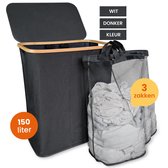 Bol.com Goliving Wassorteerder 3 Vakken - 150L - Opvouwbare Wasmand Met Deksel - 3 Uitneembare Zakken Met Kleurlabels - 57 x 37 ... aanbieding