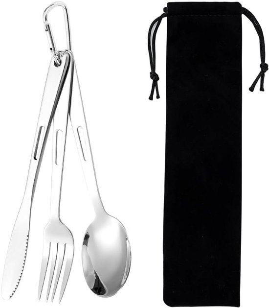 BOKER Bon Appetite pocket cutlery set knife spoon fork 440A steel wooden handle