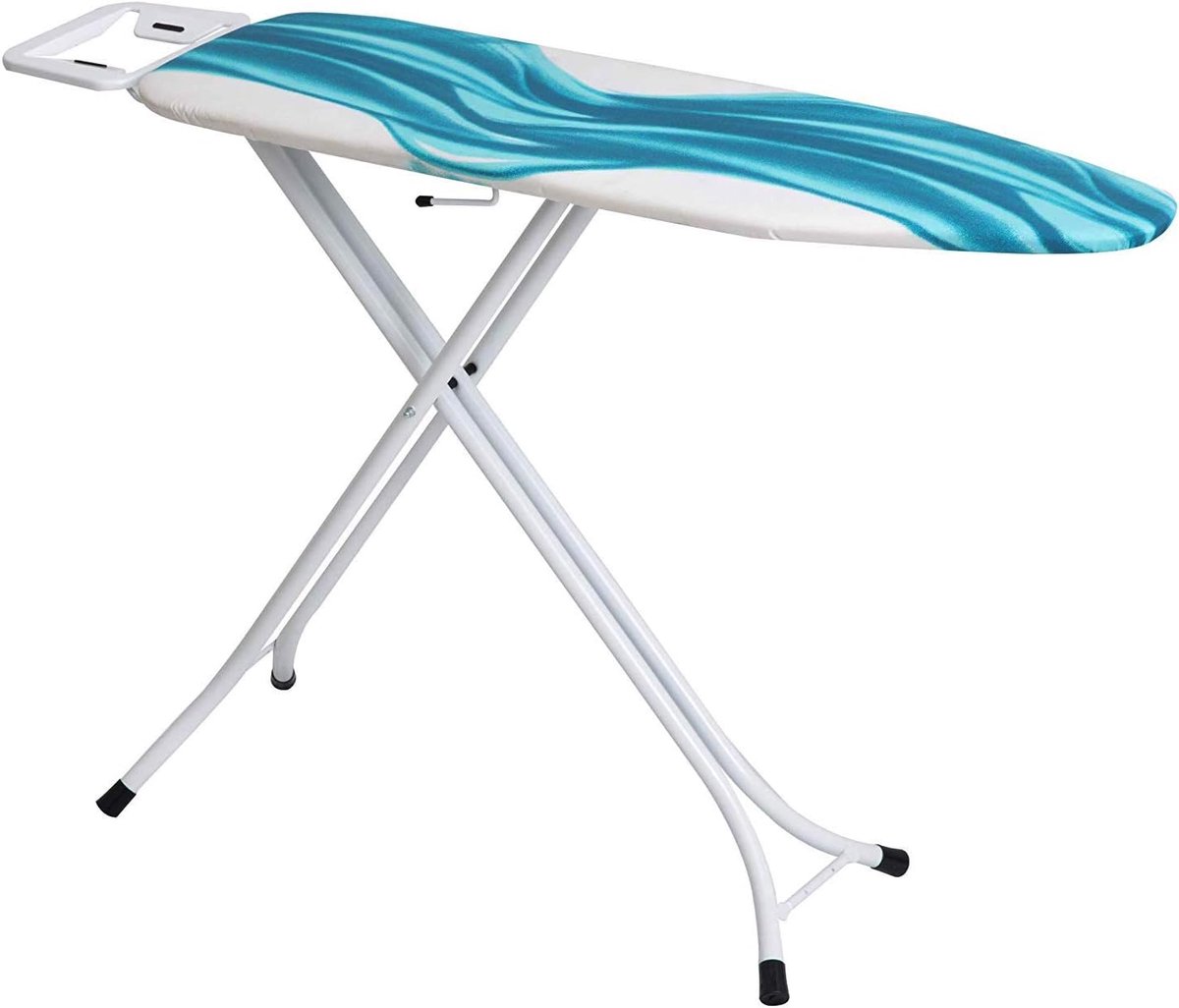 Verstelbare Hoogte Deluxe Strijkplank met Extra Hoes en Blauw/Wit Patroon