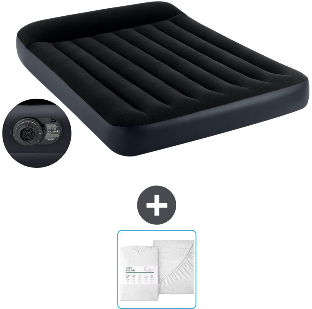 Intex Luchtbed - Twijfelaar - 137 x 191 x 25 cm - Blauw - Inclusief pomp en Hoeslaken