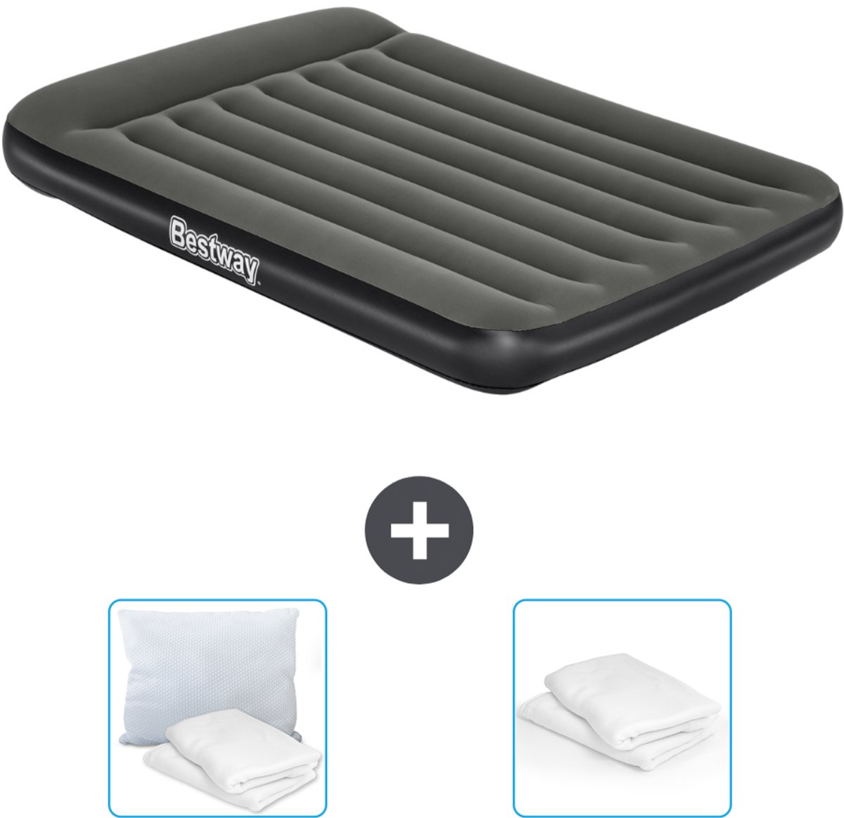 Bestway luchtbed - Twijfelaar - 137 x 191 x 30 cm - Groen - Inclusief Kussen en Kussenbeschermer