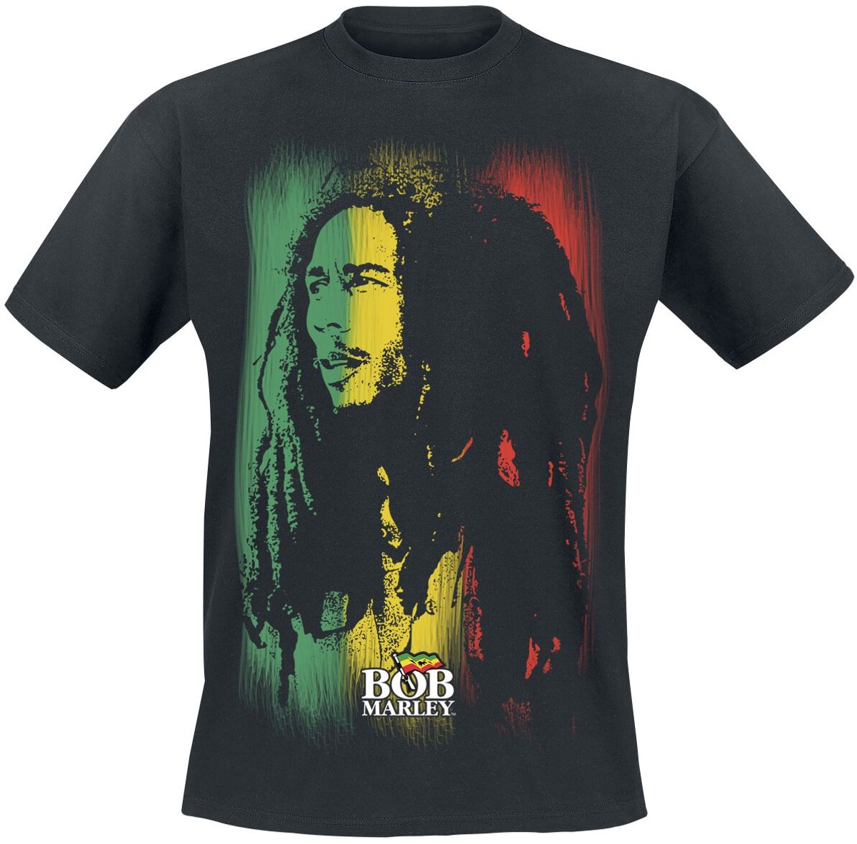 Bob Marley Stare Paint Stripe Heren T-shirt - zwart - 4XL
