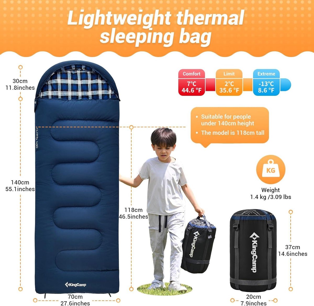 KingCamp Sleeping Bag 3-4 Seasons Envelope Style