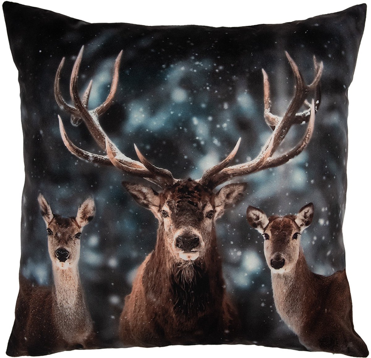Clayre & Eef Kussenhoes 45x45 cm Grijs Polyester Hert
